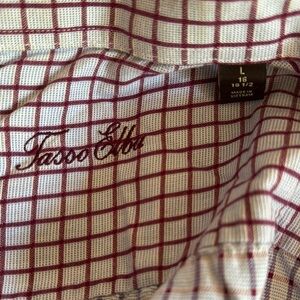 Izod Red and White Dress Shirt with Checkered Pattern